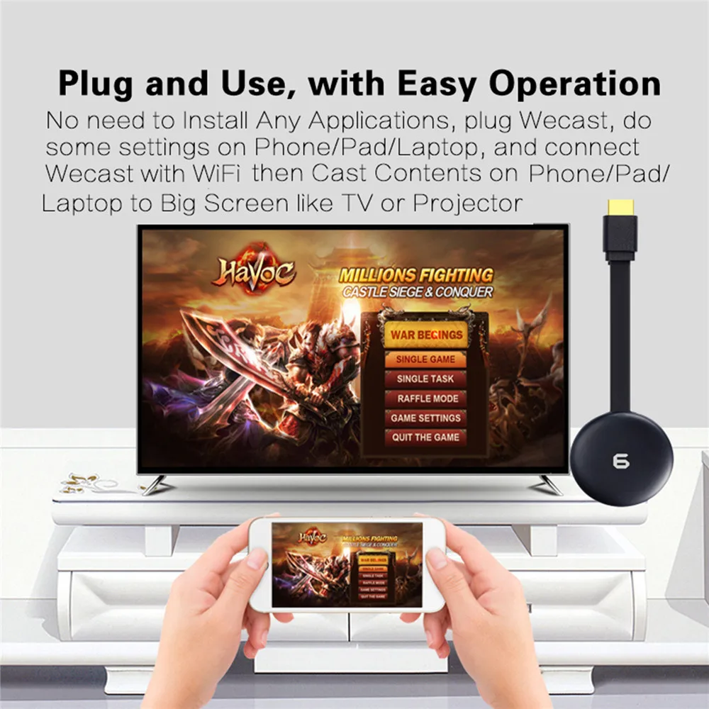 Портативное беспроводное устройство с одинаковым экраном HDMI WiFi дисплей Поддержка DLNA Miracast Airplay Зеркальное отображение Android iOS проекция телефона