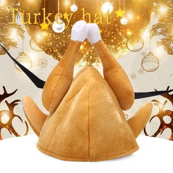 

Turkey Hats Thanksgiving Caps Novelty Funny Velvet 32*25.5*29.5cm Adult Gift Outfit Christmas Halloween
