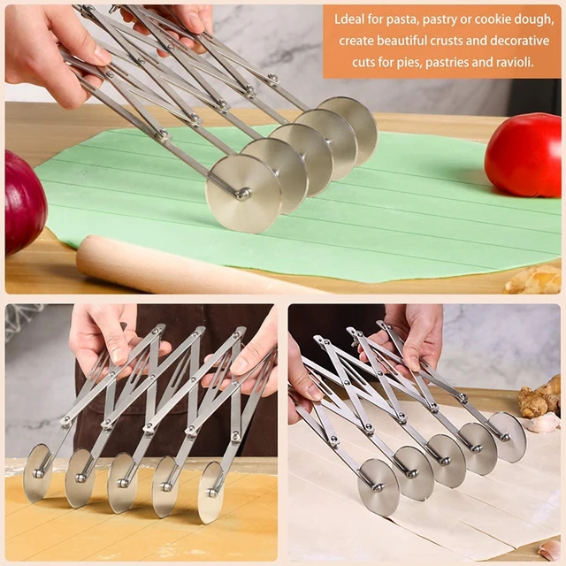 5 Wheel Stainless Steel Pastry Cutter Adjustable Pizza Slicer Multifunction  Dough Divide Pasta Wheel Knife Noodles Cutter - AliExpress