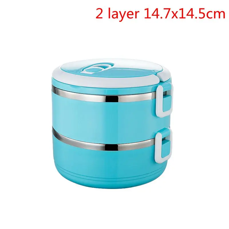 2 Layers blue Портативный Ланч-бокс из нержавеющей стали, контейнер для еды, Ланчбокс, Герметичный Термос тепловой Ланч-бокс для офиса, кемпинга - Цвет: 2 Layers blue