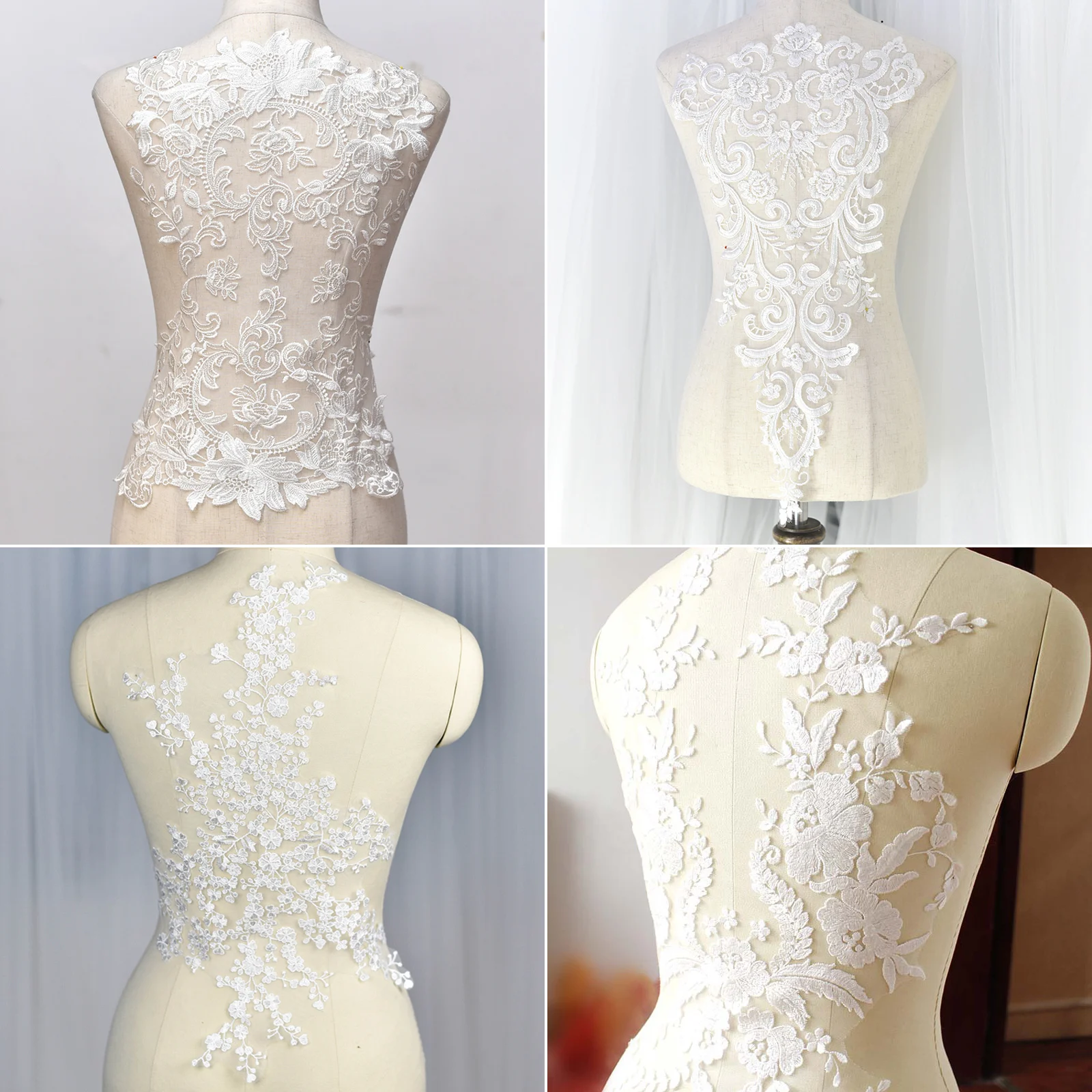1Pc Mix Style Ivory Sequin Wedding Patch Lace Fabric Flower Hollow Sexy DIY Accessories Scrapbooking