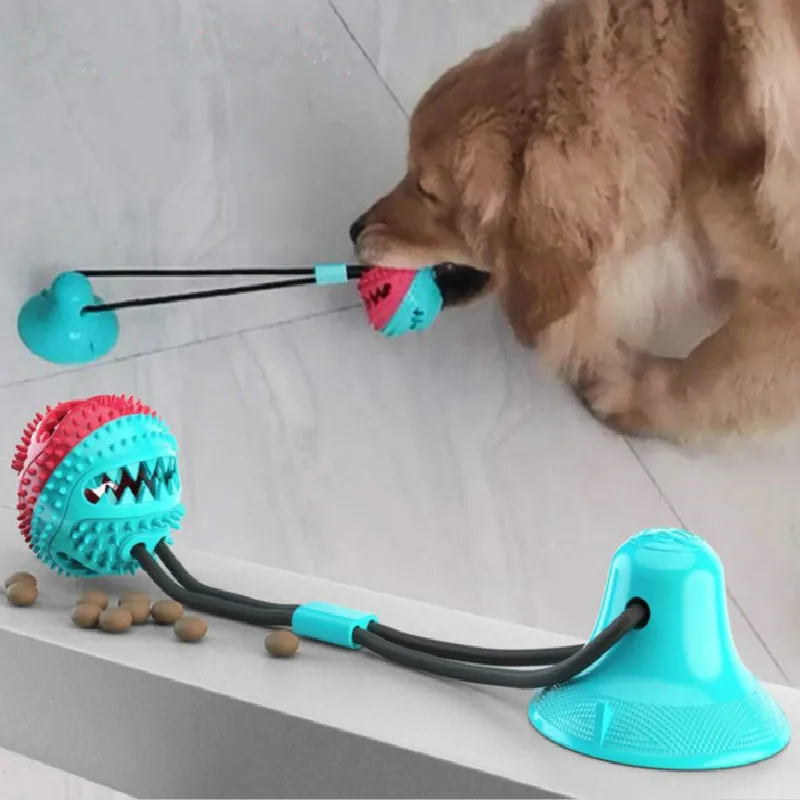 

Fun Pet Chew Toy Molar Sucker Dog Bite-Resistant Puzzle Missing Food Ball Squeak Interative Clean ToothToys For Pet Dogs