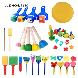 Juego de pinceles de esponja para pintar, set de 30 unids/set de pinceles de esponja para dibujar y colorear, juguetes educativos para manualidades, juguete cognitivo para guardería