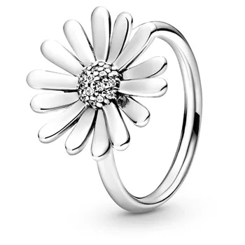 

YinDX 925 sterling silver ring gorgeous blooming daisy flower ring suitable for original female anniversary jewelry gift