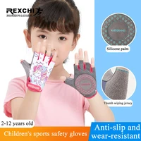 1Pair Children's Cycling Gloves Safe Cycling Pulley Sports Handguard Printing Cartoon Non-Slip Shock Absorption Kids Gloves 1