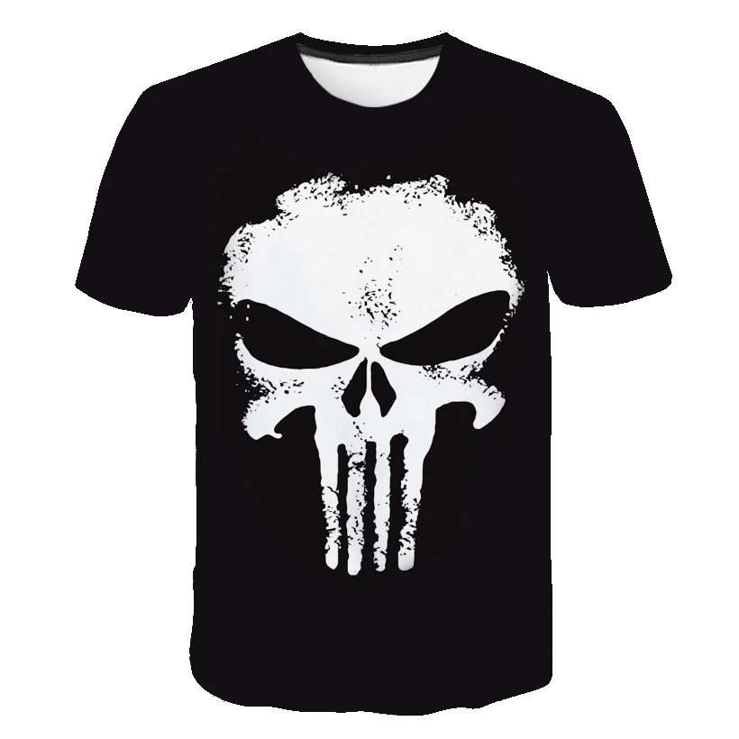 

2019 3d print skull punisher off white Skull man Brand t-shirt classic Harajuku Hip hop skull 3D t shirt men T-shirt Streetwear