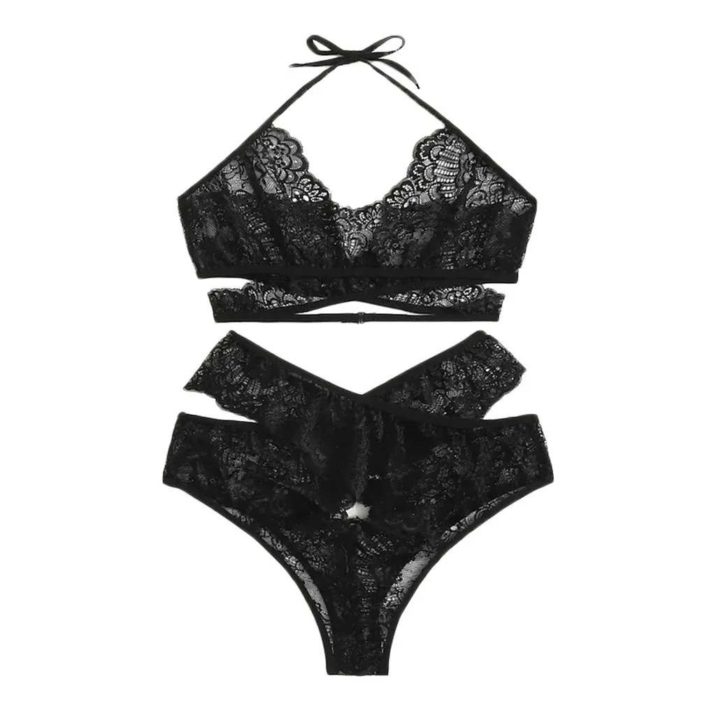 

Women Lace Sexy Underwear Lingerie Set Plus Size V-Neck Erotic Bra Hollow Thong Langerie Sleepwear Baby Dolls Porno Lenceria 8XL
