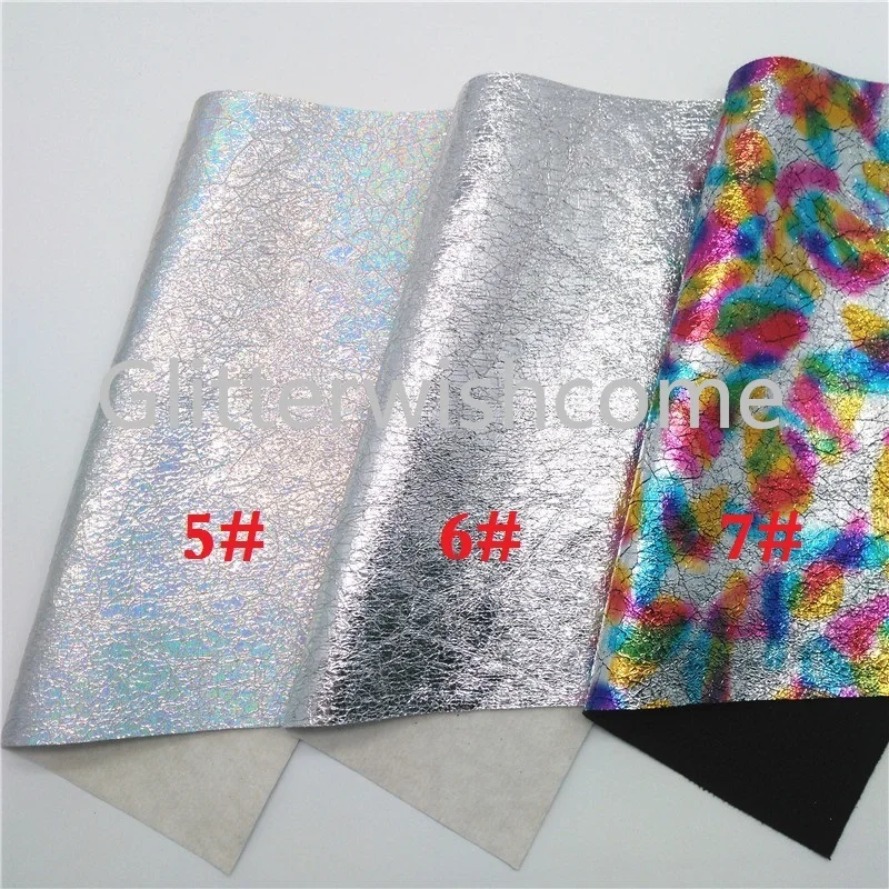 Glitterwishcome 21X29 см A4 размер металлическая трещина искусственная кожа ткань, синтетическая кожа ткань кожаные листы для бантов, GM495A