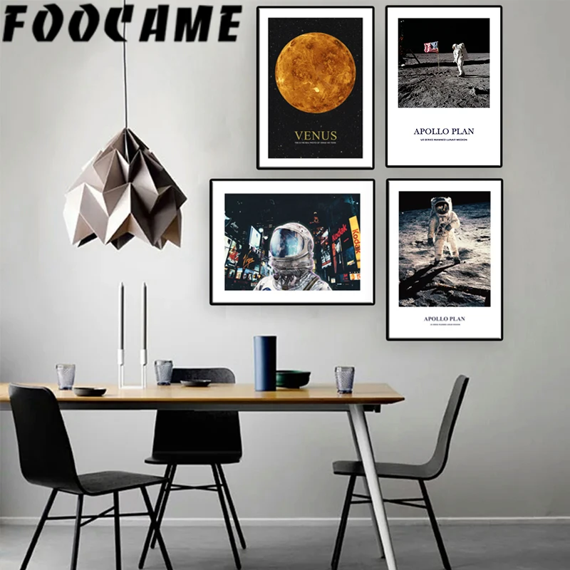 

Creative Astronaut Space Moon Street Alphabet Personality ins Canvas Painting Wall Decor Nordic Picture Posters Art Living Room
