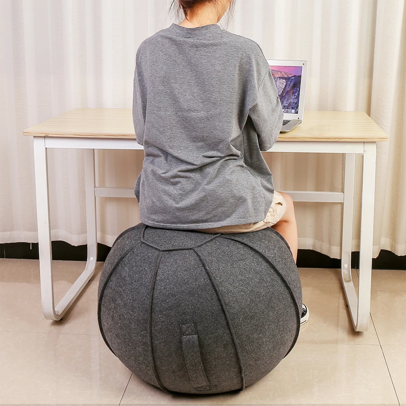 65cm Linen Yoga Ball Cover Balance Ball Protector + 65cm Yoga with Pump for Home Gym Pilates Fitness Body Building