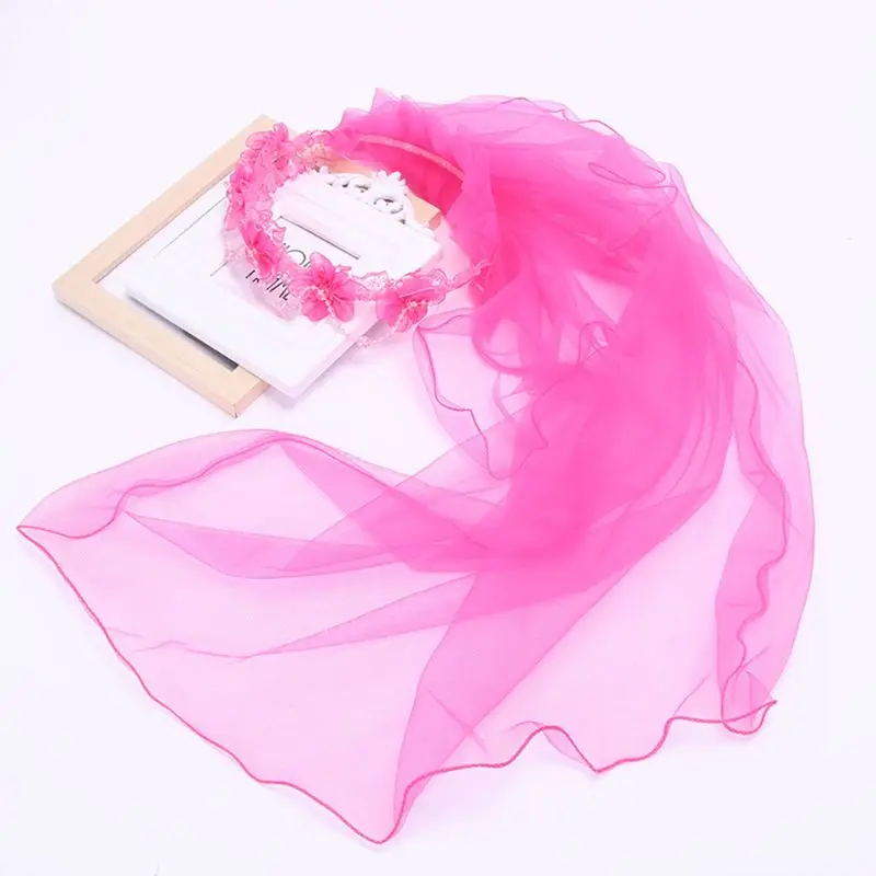 

Princess Wedding Hairband Child Girls Mesh Flower Wreath Crown Imitation Crystal Handmade Wavy Beading First Communion Headband