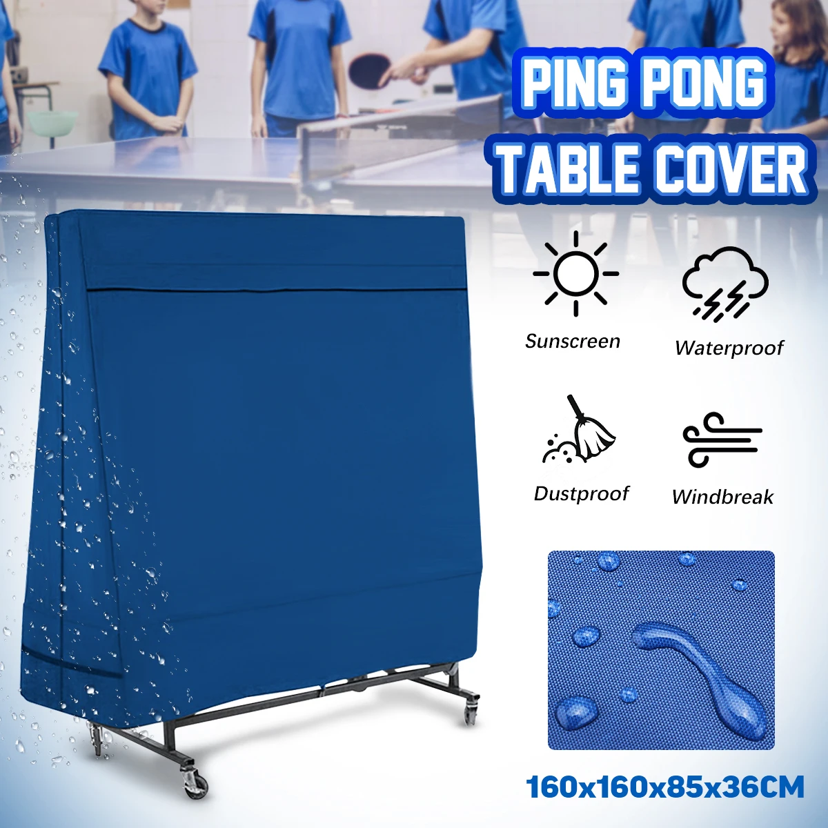 Cubiertas de polvo para mesa de Ping-Pong, Oxford, impermeable, para exteriores, lluvia, viento, sol, UV, resistente, cubierta de tenis de mesa, con bolsa de almacenamiento