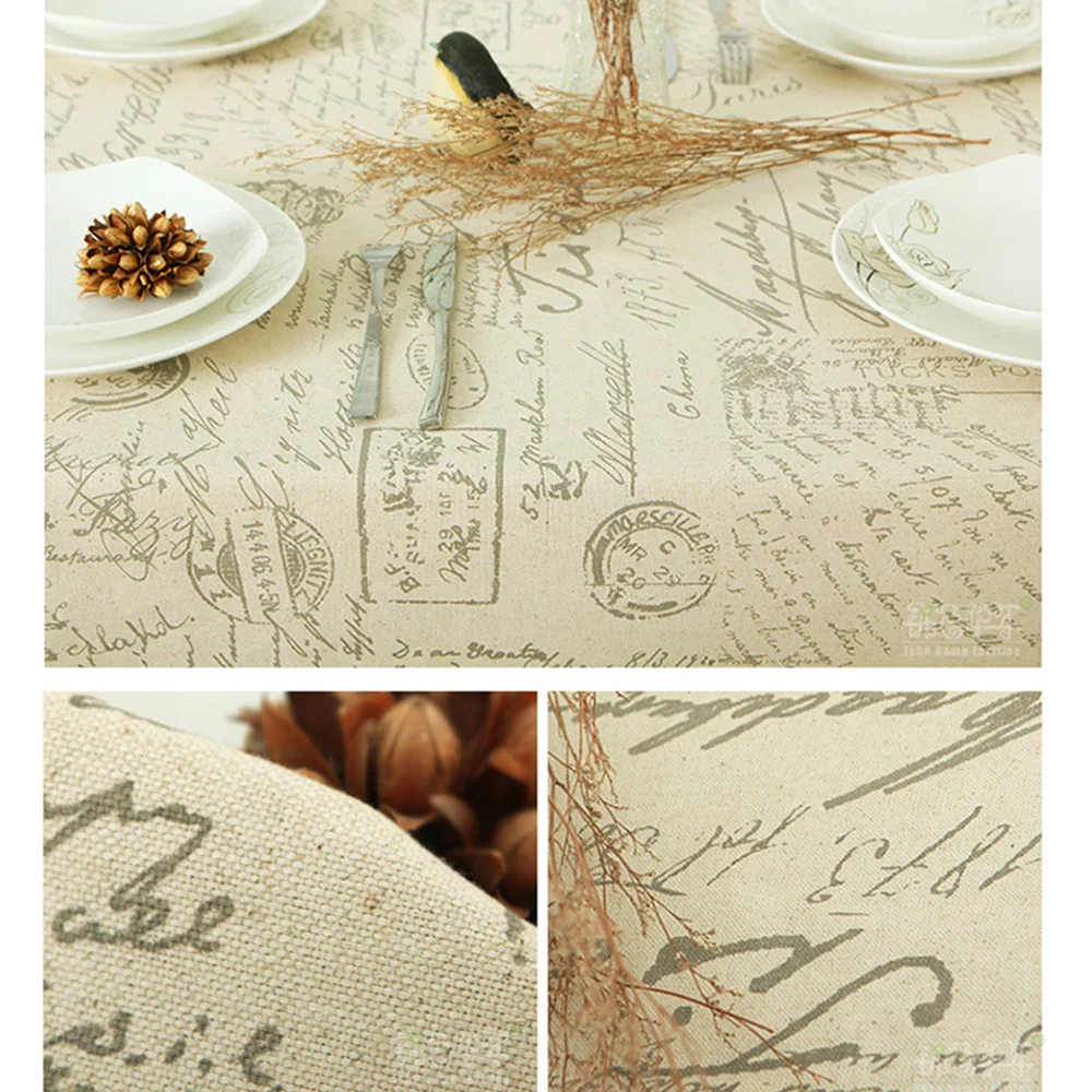 Cotton& Linen Table Cloth Rectangle Dust-proof Tablecloth Coffee Dinner Table Cover for Home/Restaurant 100*140cm