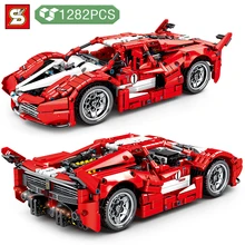 Building Block High-tech Traffic Vehicle Red 488 Racing Car Model Bring Back Power DIY Toys Holiday Gifts for Boys kids