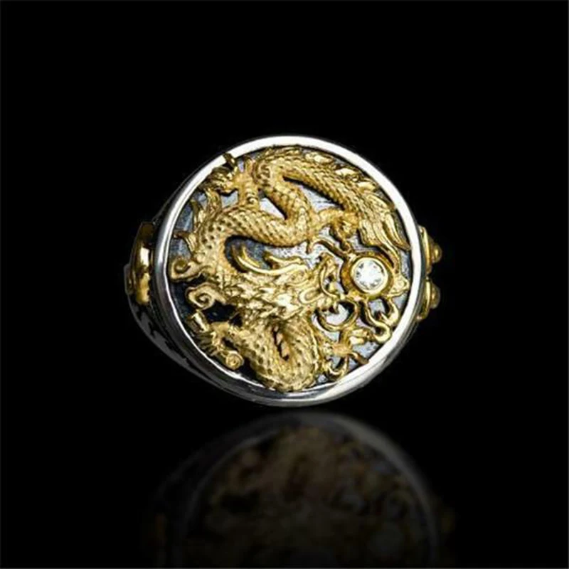 Винтажные кольца в стиле панк с драконом черного золота для мужчин, роскошные крутые вечерние ювелирные изделия, заполненные камнями CZ, кольцо на палец, мужской подарок Z4P139