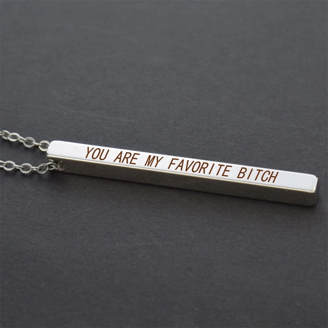 You're My Person Bar Necklace Engraved Inspirational Word for Women,  Stainless Steel Vertical Personalized Necklace with 24inch +2inch Chain  Extension
