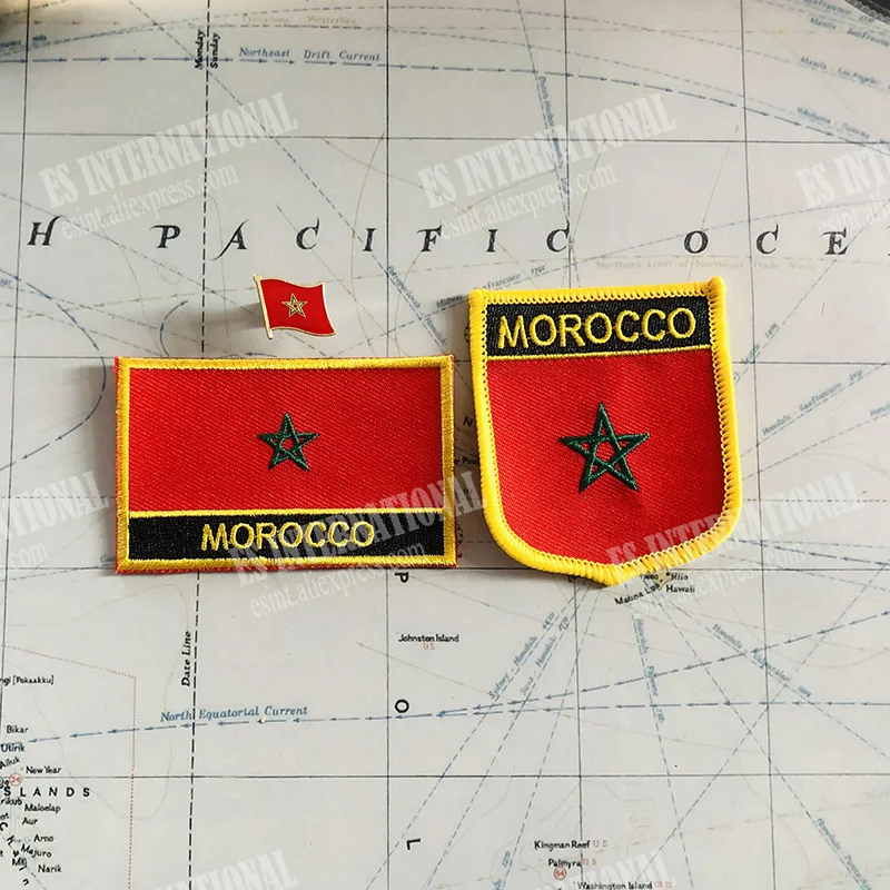 1PC Moroccan Flag Morocco Armband Embroidered Patch Hook & Loop Or