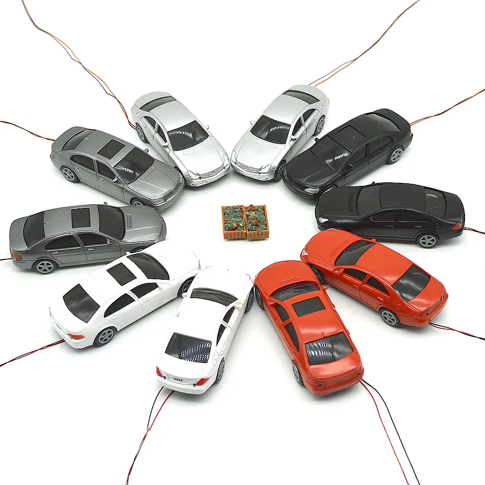 20 шт 1/50 Масштаб Модель светодиодный автомобиль игрушки Миниатюрные цветные перевозки для diorama архитектурная дорога уличная сцена изготовление