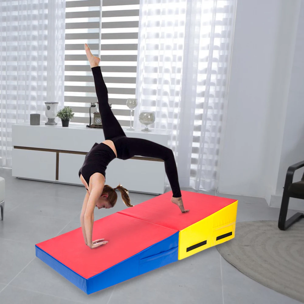 

Foldable Portable 60"x30"x14" Trapezoid Incline Gymnastic Mat For Gymnastics Yoga