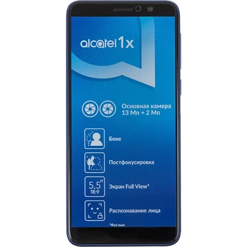 

Smartphone Alcatel 1X 5008Y 16 GB 2 GB Blue 3G-4G 2Sim 5.5 "IPS 720x1440 and8.1 13Mpix 802.11bgn NFC GP