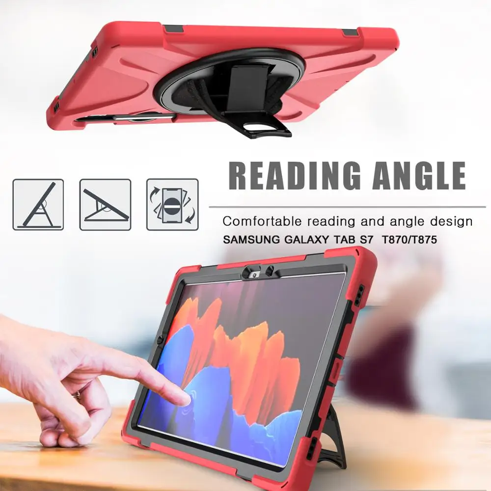 For tablet Samsung Tab S7 11 inch T870/T875 Case With Lanyard Shock Proof for Samsung Galaxy Tab S7 Plus 12.4 inch T970/T975