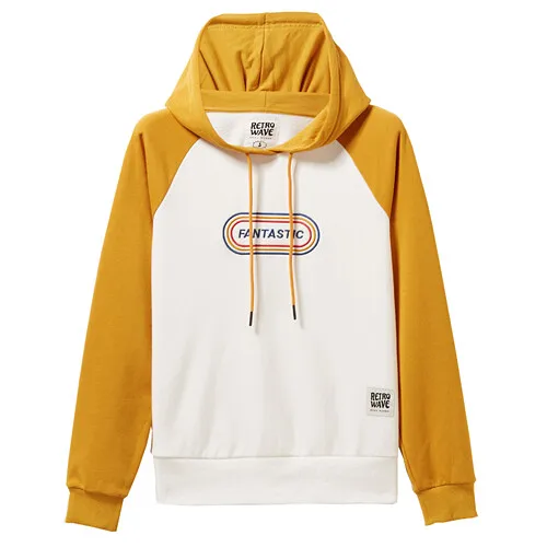 41White Giordano женский свитшот кенгуру с капюшоном и печатным принтом retro wave на передней части - Цвет: 41White