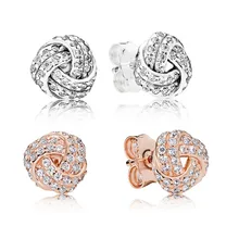 Новинка, Ретро стиль, 925 пробы, Серебряная роза, сверкающие, любовь, узел, серьги-гвоздики для женщин, классические, роскошные серьги, шарм, сделай сам, ювелирное изделие