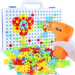 Игрушки для мальчиков, детские игрушечные дрели, шурупы, головоломка, собранный мозаичный узор, строительные игрушки, кретивная обучающая