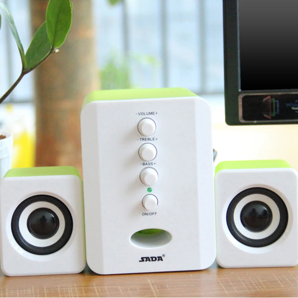 Portable Mini Bass Computer Speaker Laptop Sound Desktop 3D Surround USB 2.1 Adjustable 3.5mm Jack With Subwoofer Plastic Wired