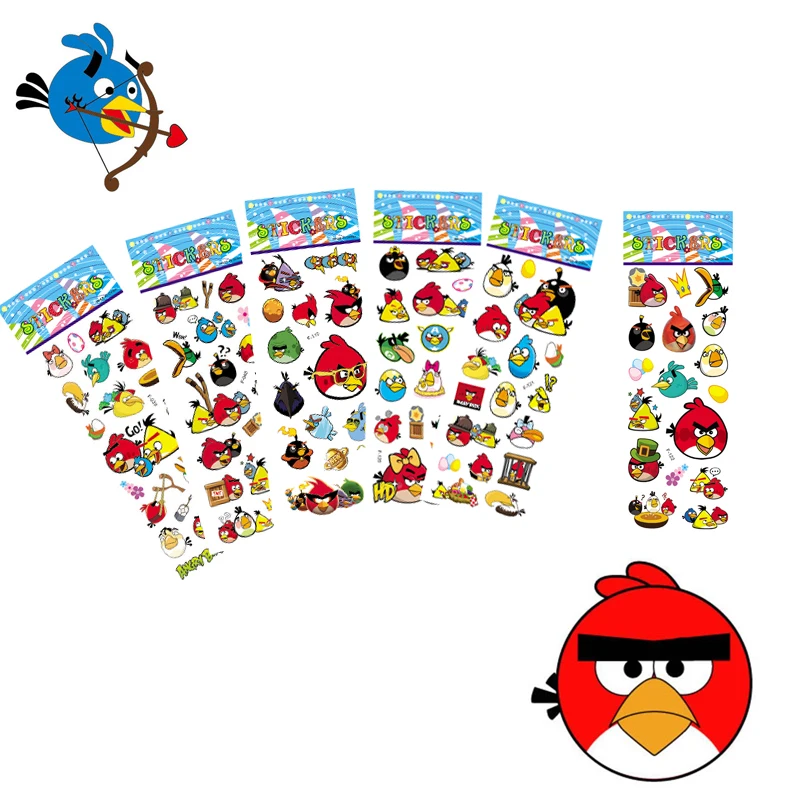 

1/3/6 Sheets birds angry Kawaii Cartoon Bubble Stickers for DIY Decal on Room Walls Scrapbooking Notebook Girl Boy Birthday Gift