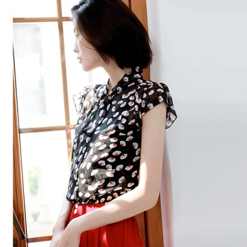 

Women 2020 Summer New Very Fairy Floral Chiffon Shirt Women Slim Slimming Cool Belly Shirt Temperament Small Shirt