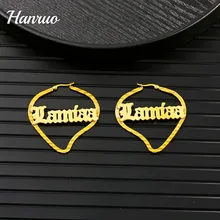 

Personalized Custom Name Earrings Stainless Steel Nameplate Heart Whorl Drop Earrings Weddings Party Jewelry Gift Women Earrings