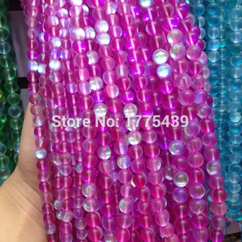 Free Shipping 6 8 10 12mm Discolor rose red Rock Crystal Quartz Round Gem Loose moon Beads Strand DIY Creative Jewellery Making | Украшения