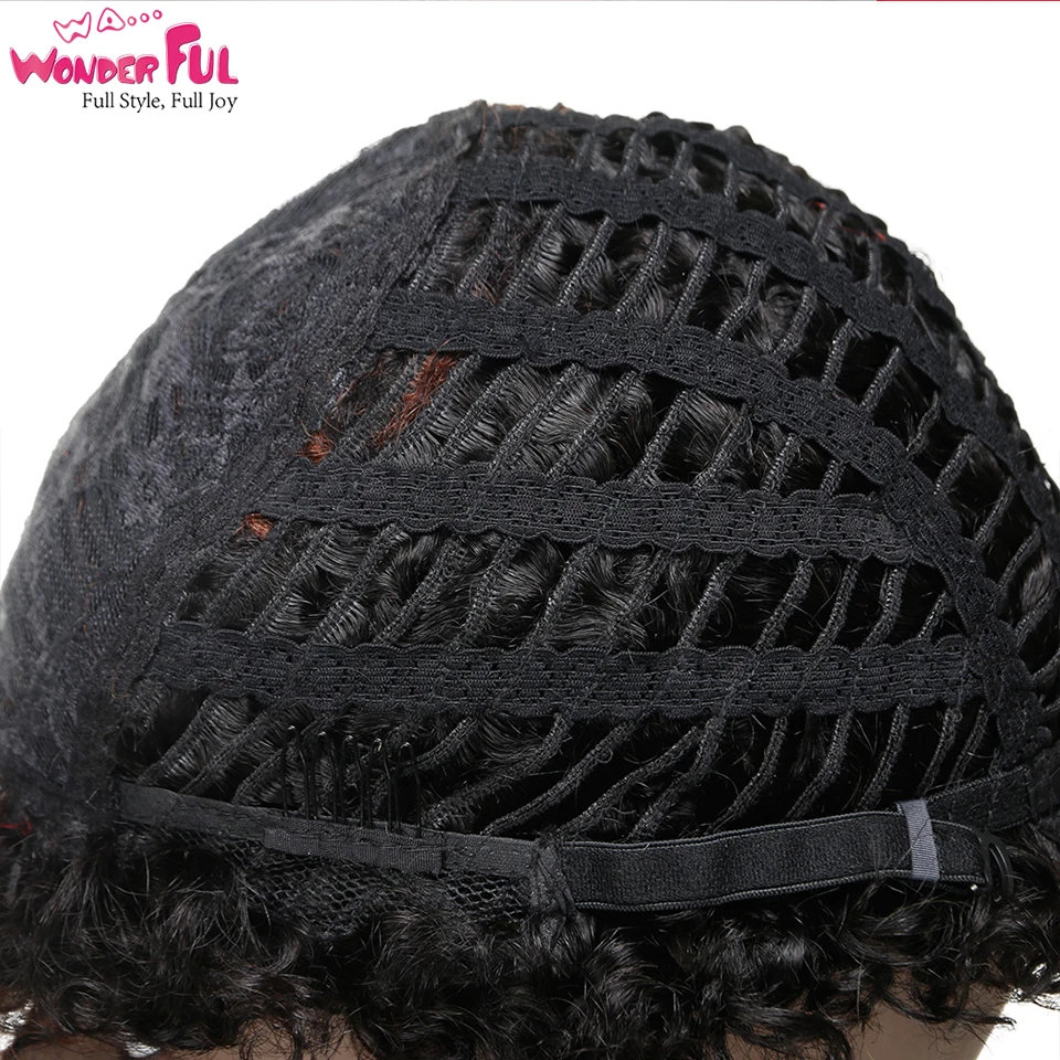 Wa...Wonderful Kinky Curly 100% Human Hair Wig Brazilian Human Hair Wigs For Black Women Curly Short Bob Wig Pixie cut wig