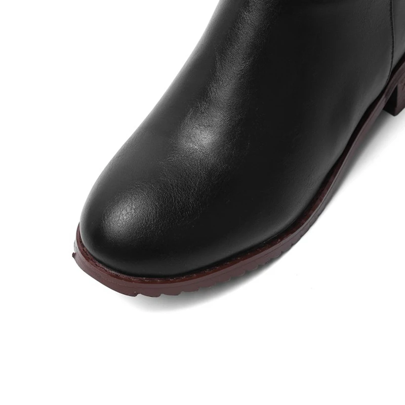 REAVE CAT/новые женские Кожаные Сапоги выше колена узкие высокие сапоги на низком каблуке женская зимняя теплая обувь черного и коричневого цвета высокое качество