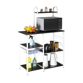 

Kitchen Bakers Rack Storage Shelf Microwave Stand Organizer Workstation with 10 Hooks VJ-Drop