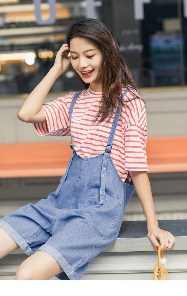 INMAN 2020 Summer New Arrival Pure And Fresh Short Sleeve T-shirt Youth Nifty Energetic Stripe Suspender Trousres Suit