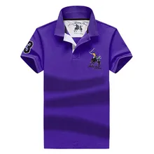 Летняя новая стильная мужская рубашка поло с отложным воротником и вышивкой из чистого хлопка, большой размер, деловая рубашка поло с короткими рукавами для верховой езды