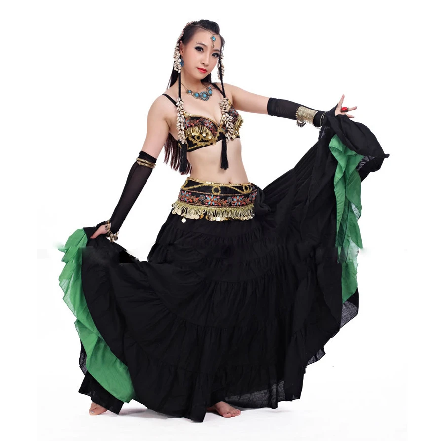 danza del vientre ropa mujeres 4 piezas traje sujetador cinturón de 2 faldas de baile gitano trajes| | - AliExpress