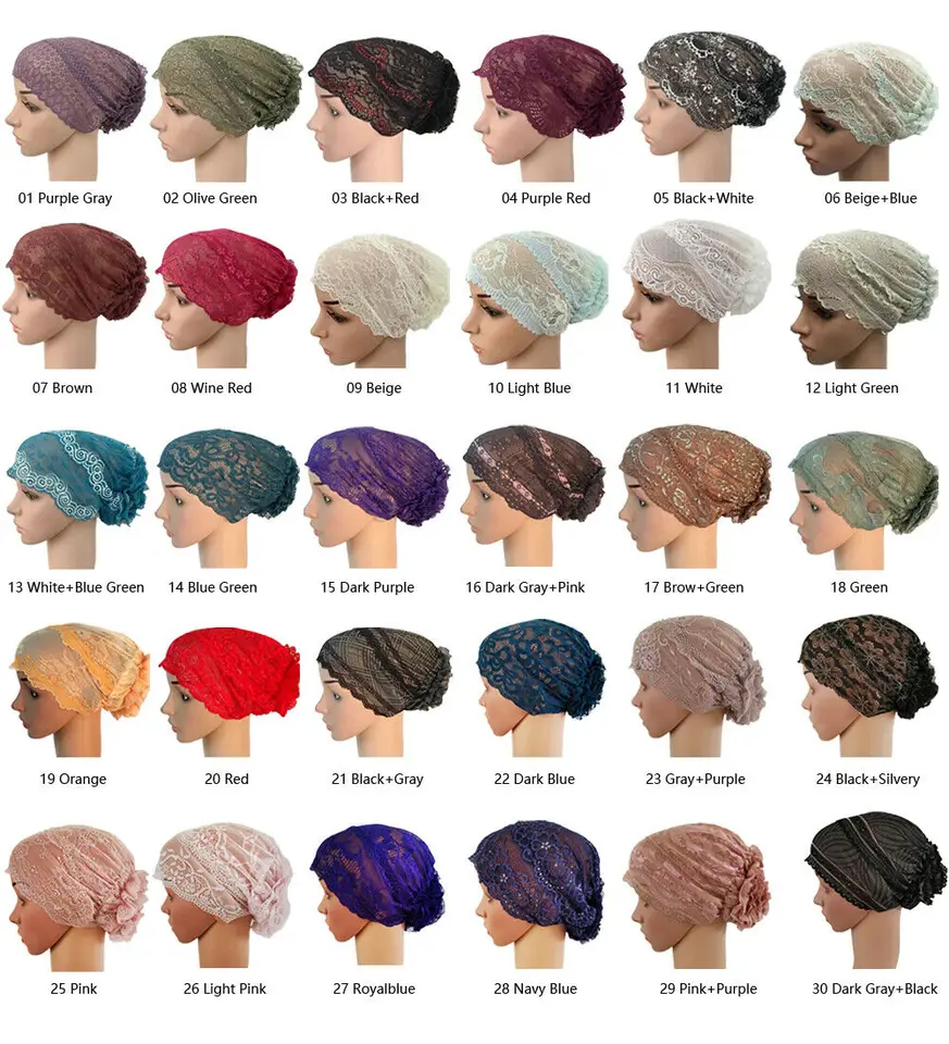 Women Ladies Muslim Inner Hat Scarf Lace Turban Underscarf Cap Ninja Islam Headscarf Head Wrap Cover Hair Loss Bonnet Headwear Islamic Clothing Aliexpress