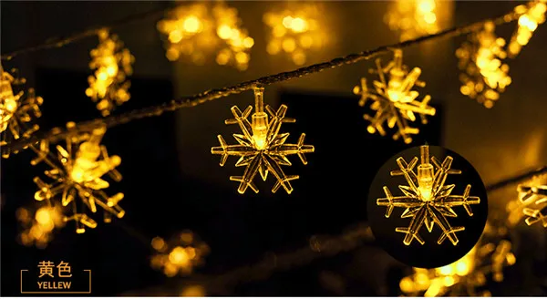 Рождественская Снежинка струнный светильник светодиодный висящая Снежинка Сказочный патио струнный светильник s для рождества наружная внутренняя батарея AC штепсельная вилка