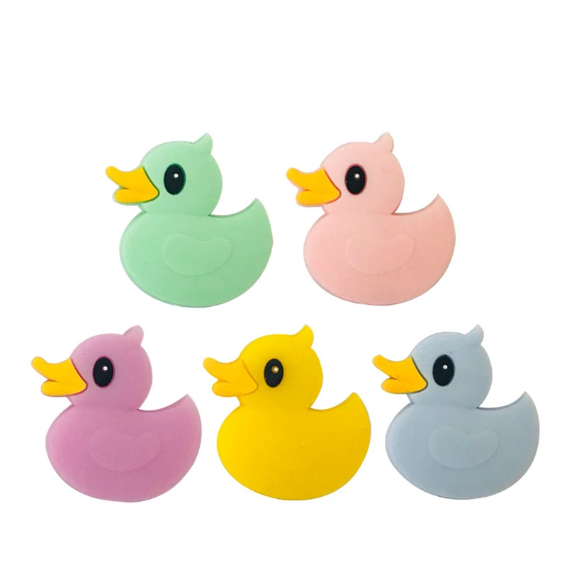 5pcs/lot Food Grade Cartoon Silicone Beads Mini Duck Baby Teether BPA Free DIY Teething Toys | Мать и ребенок