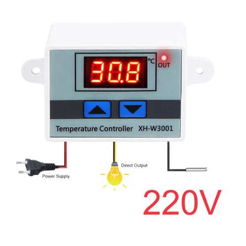 XH-W3001 регулятор температуры 12 В 24 В 220 В светодиодный переключатель температуры для инкубатора охлаждающий нагревательный переключатель Термостат Датчик NTC - Цвет: 110V-220V