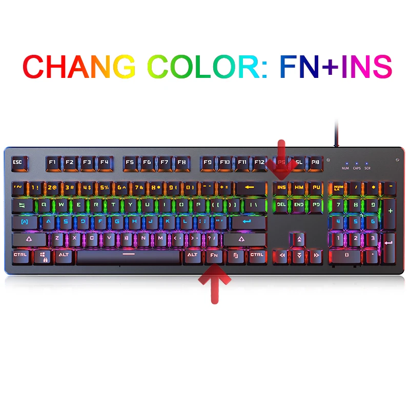 Gaming Computer Office Keyboard Retro Punk Backlit Game USB Laptop Scrub Keycap 17 Key No Conflict Wired Keyboard
