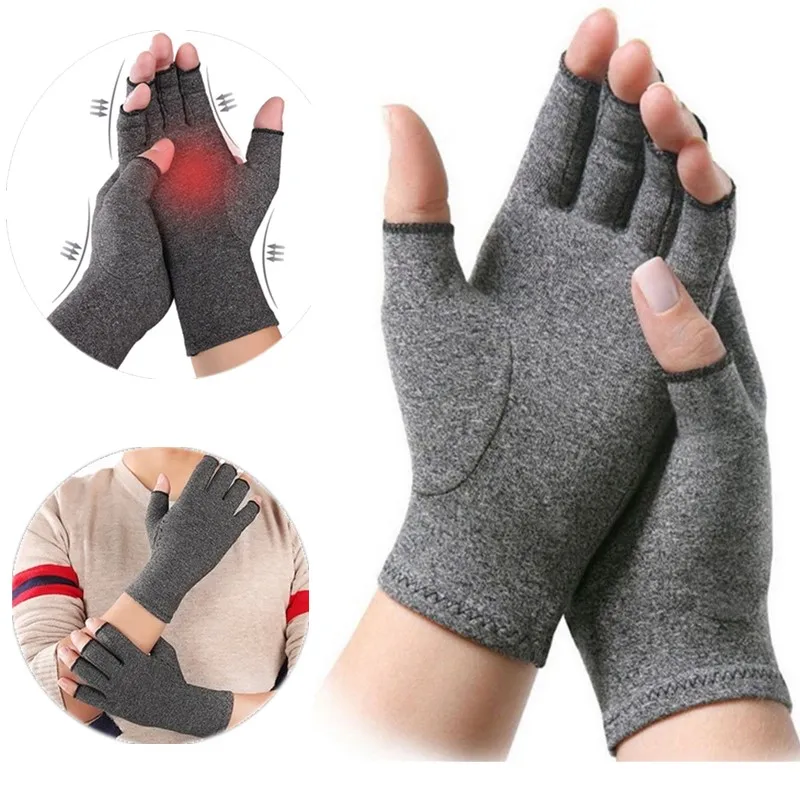1pair Half Finger Arthritis Gloves High Elasticity Therapy Compression