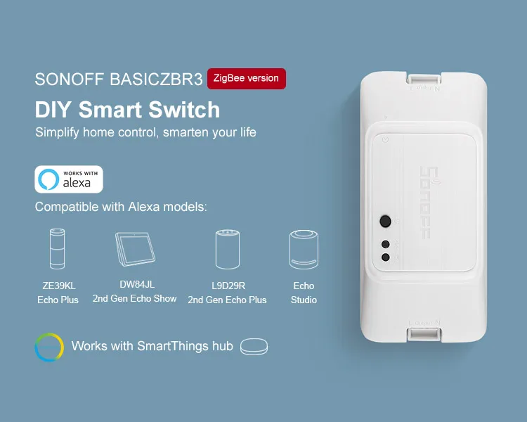 3/5 шт. Itead Sonoff BASICZBR3-первый умный переключатель Zigbee DIY, управляемый через приложение SmartThing, работает с концентратором SmartThings Alexa