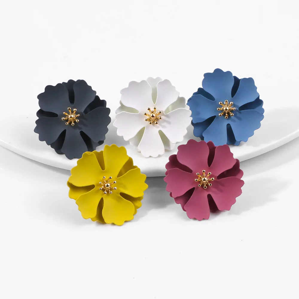 

Korean Style Women Flower Earrings Charm Multi-layer Painted Stud Earrings for Girls Charm Simple Small Ear Ring Jewelry Gifts