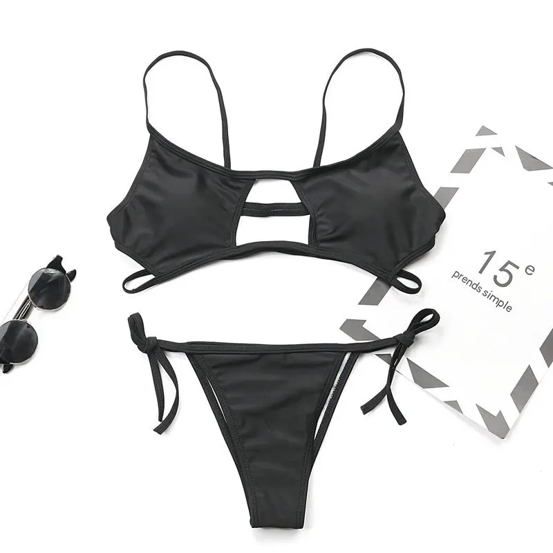 Горячая Распродажа 2019 красный черный купальник Женский комплект бикини на