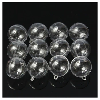 

New-12Pcs 60mm Ball Christmas Baubles Clear Fillable Xmas Tree Decoration Ornaments