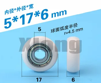 

10pcs 5*17*6mm Plastic Coated Plastic Bearing Pulley Pom Roller GB 2020 Aluminum Profile Wheel 3D Printer